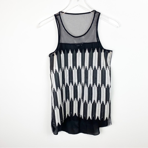 Sachin + Babi | Black Embroidered Mesh Abstract Ikat Top - Picture 2 of 9